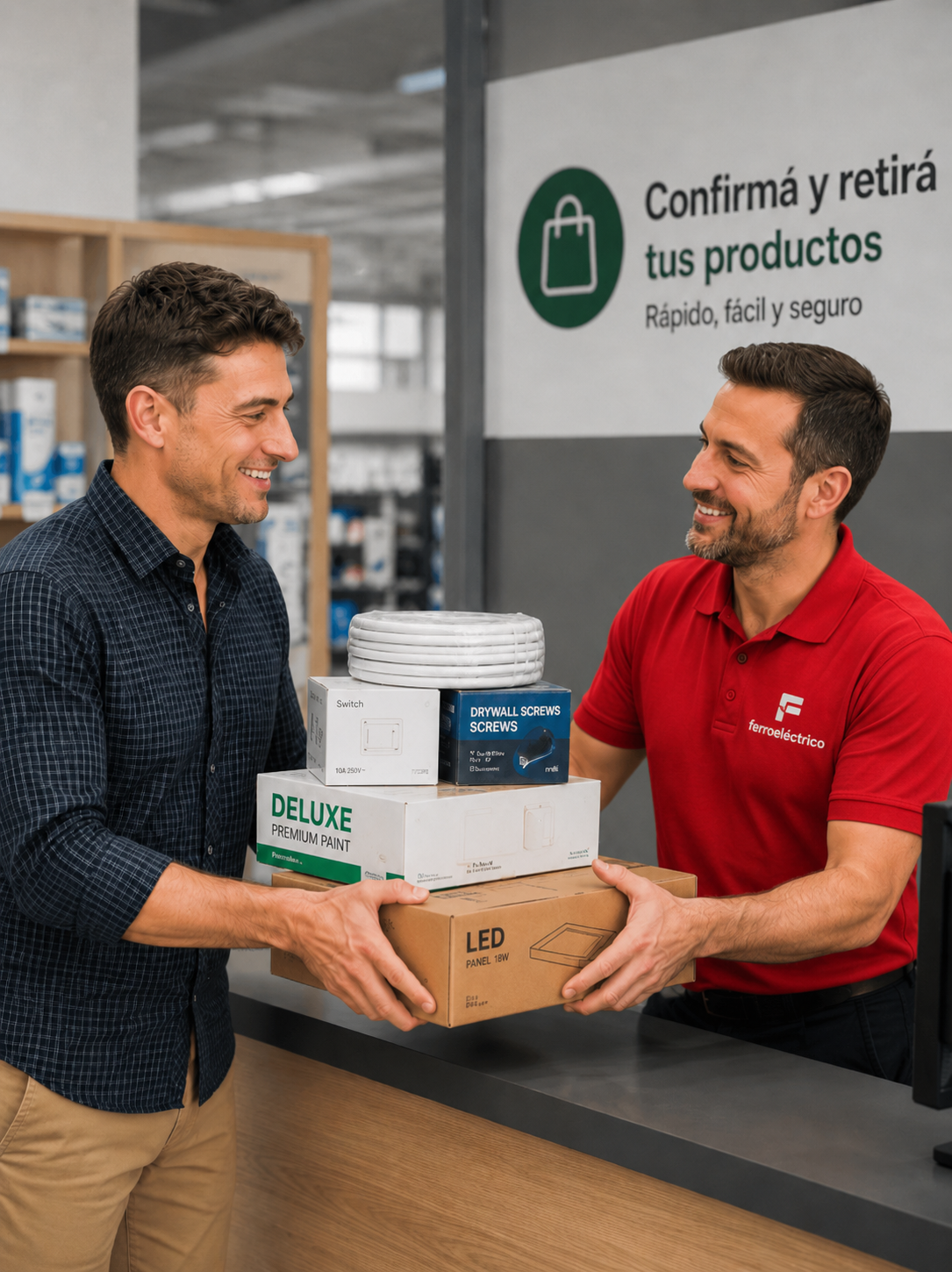 Cliente retirando productos en Ferro Eléctrico